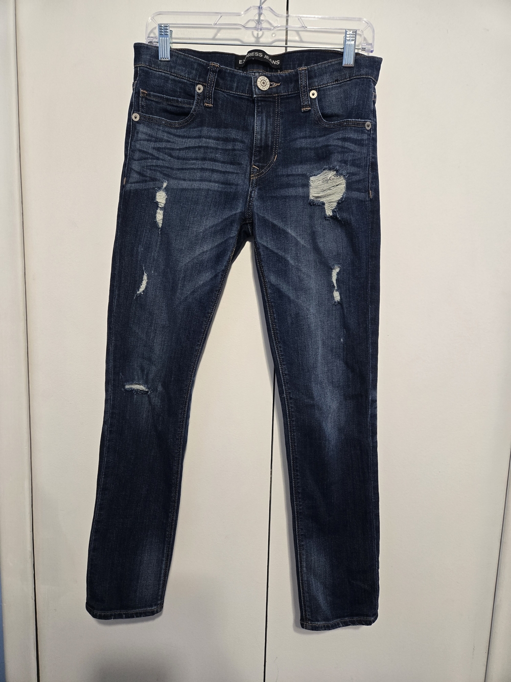 Express Jeans Girlfriend Distressed Skinny Jeans Dark Wash Size 0